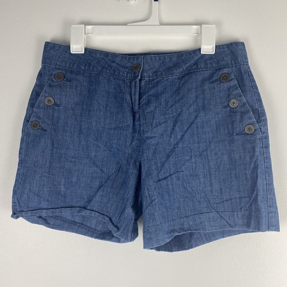 The Limited Women's Sailor Shorts Size 10 Button Detail 100% Cotton Blue
